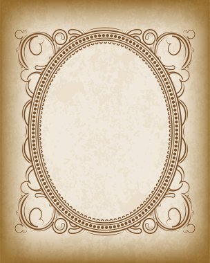 Eski oval çerçeve dışarı blacked kenarlar ve metin için boş bir yer. Retro vintage tebrik kartı, davet veya notlar için şablon.