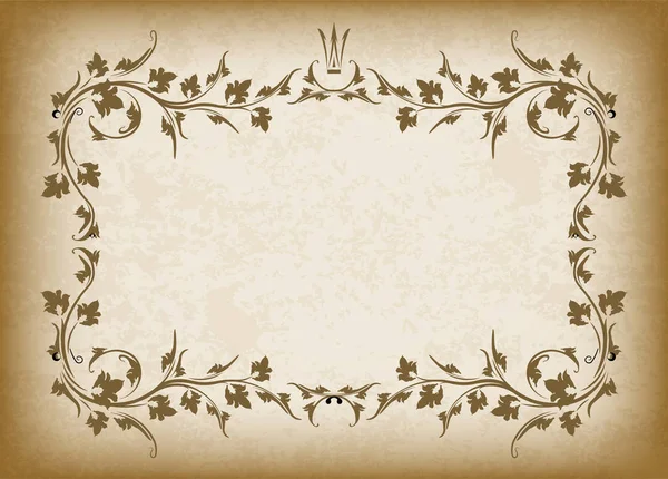 Old Frame Crown Grunge Style Background Blank Space Text Retro — Stock Vector