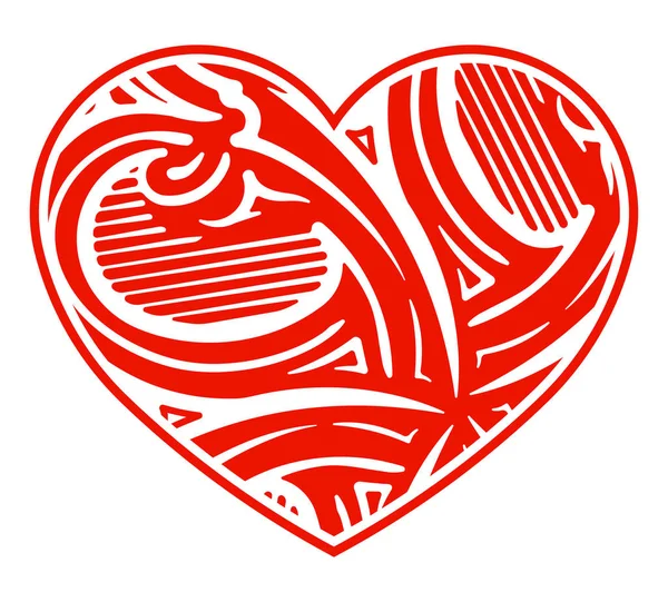 Forma Adornada Inusual Del Corazón Para Diseño Tatuaje San Valentín — Vector de stock