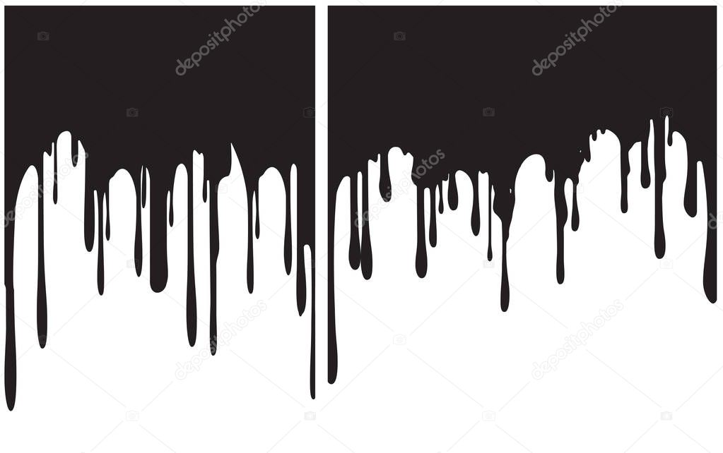 Pair of black paint drips. Vector illustration for your design. 