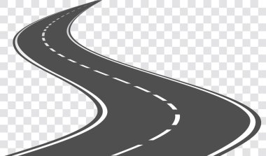 Dolambaçlı yol üzerinde şeffaf arka plan izole vektör.