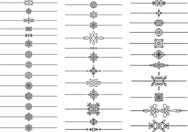 Großes Set Kalligrafischer Textteiler Trennwände Monolinen Stil Geometrische Elemente Für — Stockvektor