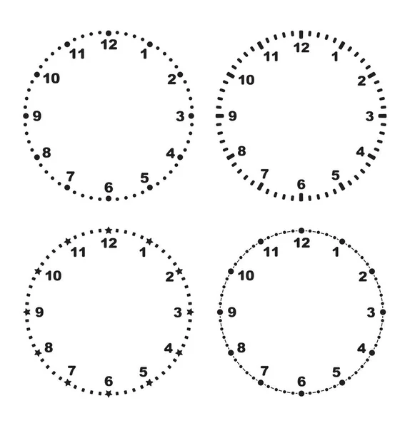 Set van 4 moderne klok gezichten lege sjablonen voor uw ontwerp. — Stockvector