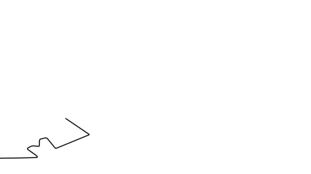 在一个连续线条绘图的简单动画等高线风格的起飞飞机 白色背景下孤立的稀疏的黑色轮廓 — 图库视频影像