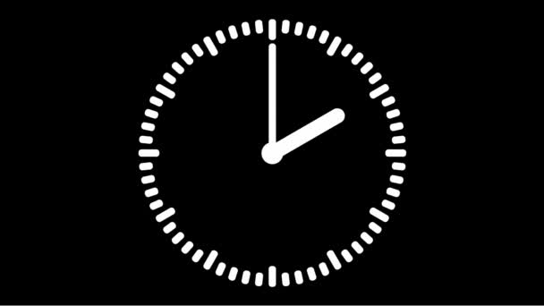 Animated Clock Watch Spinning Arrows Full Hour Loop Black Background — Stock Video