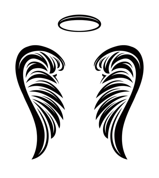ベクトル天使の翼とニンバスのペア — ストックベクタ