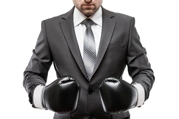 Business Career Professional Competition Success Concept Businessman Boxer Black Suit — Stock Photo, Image