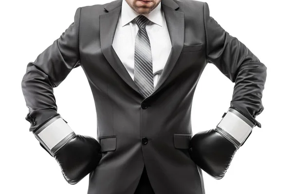 Business Career Professional Competition Success Concept Businessman Boxer Black Suit — Stock Photo, Image