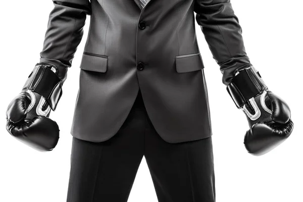 Business Career Professional Competition Success Concept Businessman Boxer Black Suit — Stock Photo, Image