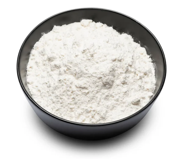 白で隔離小麦粉のボウル — ストック写真