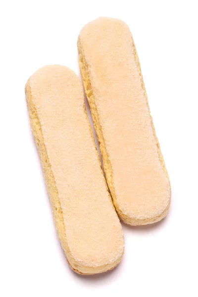 Traditional Italian Savoiardi ladyfingers Biscuits on White Background — Stock Photo, Image