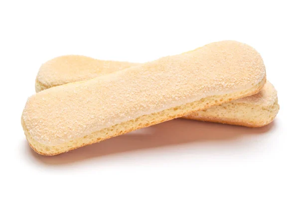 Tradizionale italiano Savoiardi ladyfingers Biscotti su sfondo bianco — Foto Stock