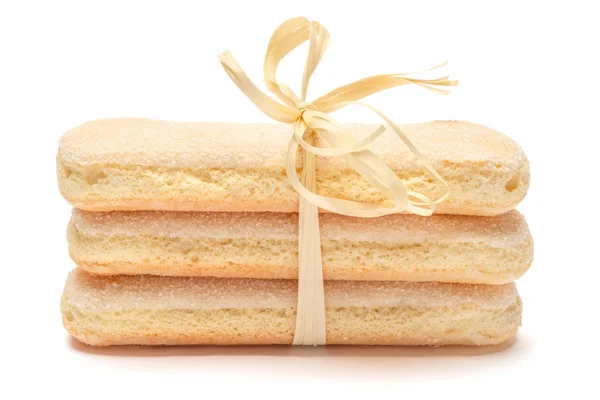 Tradizionale italiano Savoiardi ladyfingers Biscotti su sfondo bianco — Foto Stock