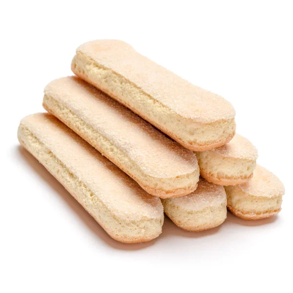 Traditional Italian Savoiardi ladyfingers Biscuits on White Background — Stock Photo, Image