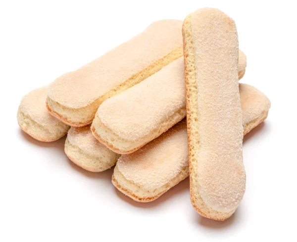 Traditional Italian Savoiardi ladyfingers Biscuits on White Background — Stock Photo, Image