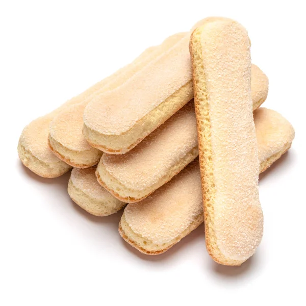 Traditional Italian Savoiardi ladyfingers Biscuits on White Background — Stock Photo, Image