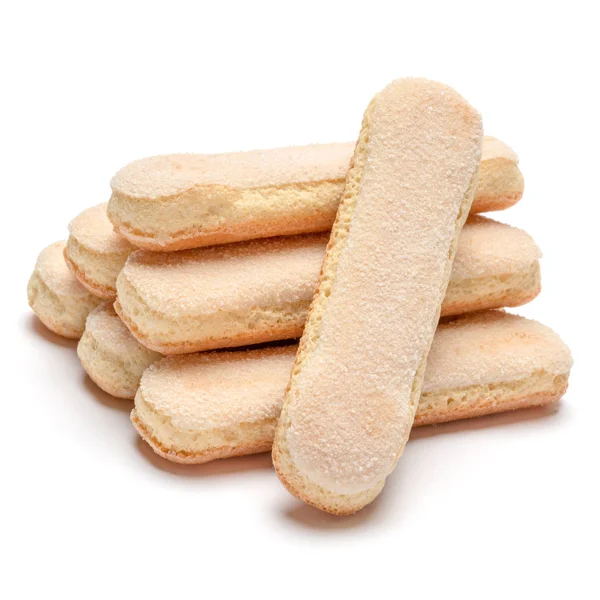 Traditional Italian Savoiardi ladyfingers Biscuits on White Background — Stock Photo, Image