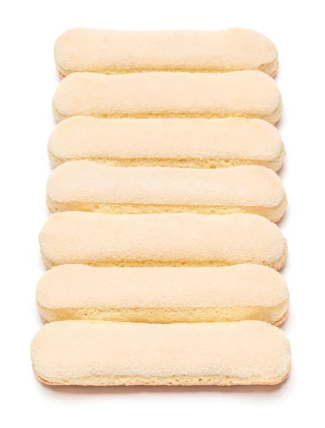 传统的意大利萨沃亚迪女指饼干在白色背景 — 图库照片