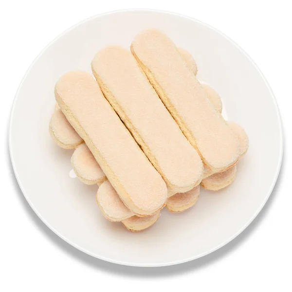 Galletas tradicionales italianas Savoiardi ladyfingers sobre fondo blanco — Foto de Stock