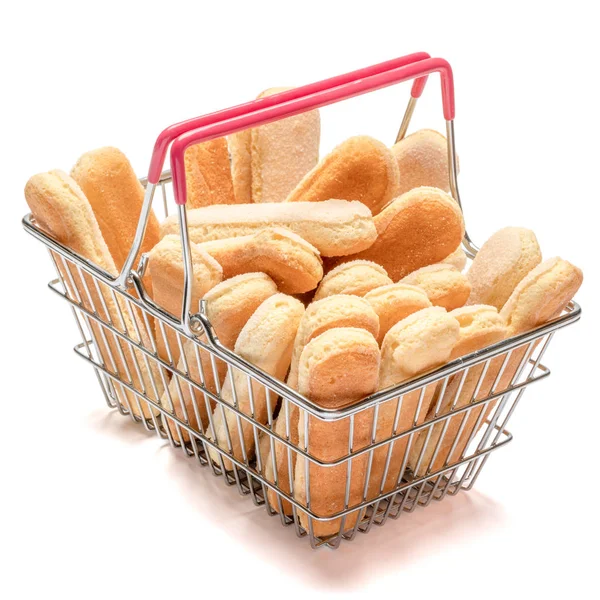 Tradicional italiano Savoiardi ladyfingers Biscoitos no carrinho de compras — Fotografia de Stock