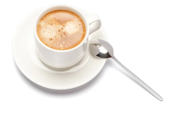 Tasse heißen frischen italienischen Espresso isoliert auf weißem Hintergrund — Stockfoto