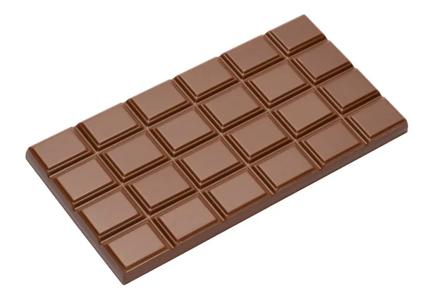 Leite orgânico natural chocolate bar close-up vista superior com caminho de recorte — Fotografia de Stock