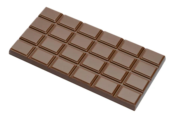 Biologische natuurlijke melkchocolade bar close-up bovenaanzicht met uitknippad — Stockfoto