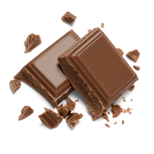Tej szerves darab csokoládét, de elszigetelt fehér background — Stock Fotó
