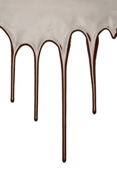 Close up of melted chocolate or syrup on white background with clipping path — Stock Photo, Image