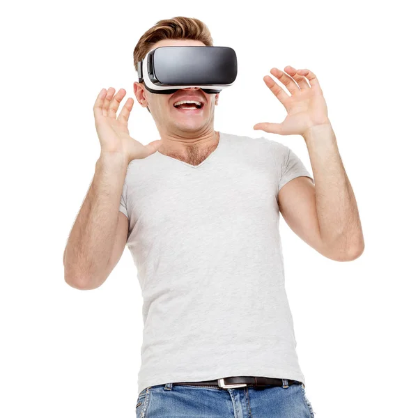 Man with virtual reality goggles — Stock Photo, Image