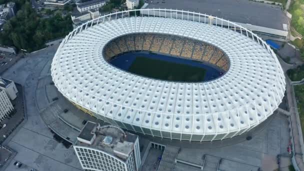 Evening cityscape aerial view of Kiev Olympic Stadium June 2019 — Stock Video