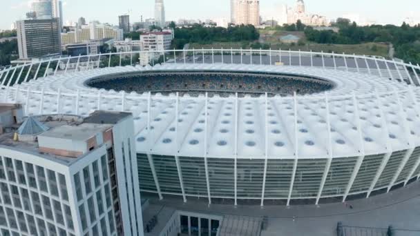 Evening cityscape aerial view of Kiev Olympic Stadium June 2019 — Stock Video