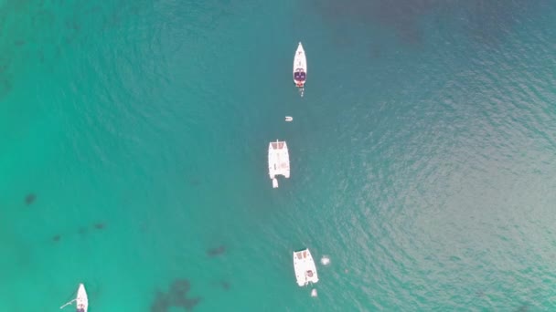 Images de drone vue aérienne du catamaran naviguant en haute mer — Video