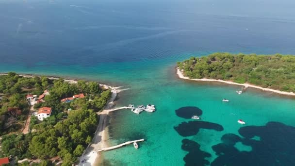 Aerial view drone footage of the Blue Lagoon in the Adriatic sea, Croatia — Stock Video