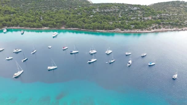Aerial drone shot of marina bay in adriatic sea, Croatia — Stock Video