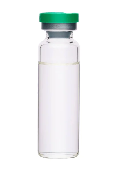Ampułka medyczna z lekiem lub szczepionką wyizolowaną na białym tle ze ścieżką wycinania — Zdjęcie stockowe