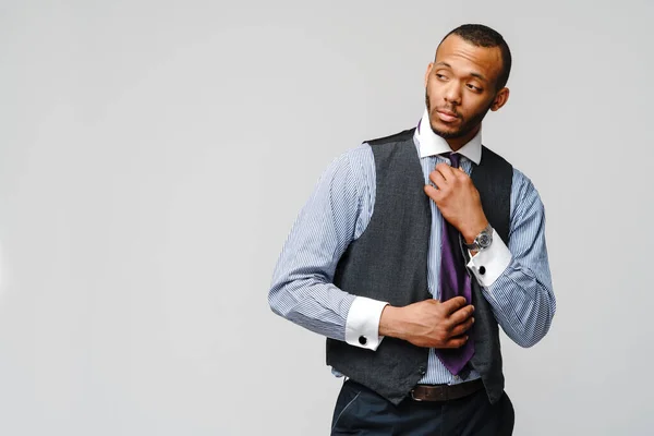 Young adult afro american businessman with tired and sick expression studio shot — Stock Photo, Image