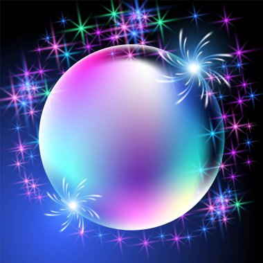 Kabarcıklar ve ışıltı yıldız parlak arka plan  