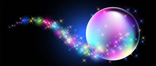 幻想的なバブルと輝き星の光る背景 — ストックベクタ