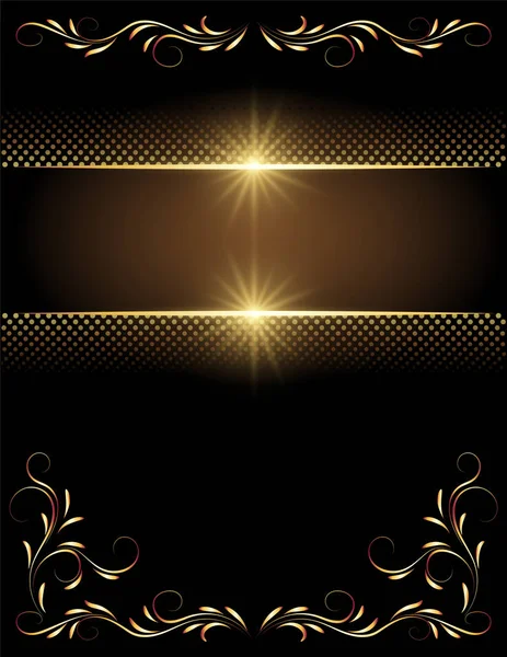 Achtergrond Met Gloeiende Sterren Gouden Ornament — Stockvector