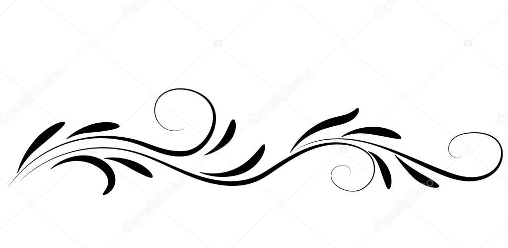 Decorative floral ornament for stencil isolated on white background
