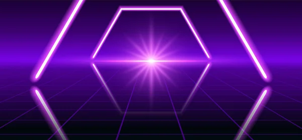 Başka Bir Boyuta Neon Geometrik Yıldız Alanı Portal Ile Fantastik — Stok Vektör