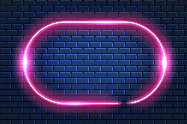 Neon Frame Brick Wall Decoration Signboard Casino Shop Club Bar — Stock Vector