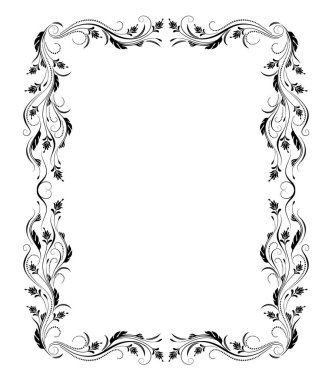 Beyaz arka plan üzerinde izole retro tarzı çiçek süsleme ile dekoratif vintage çerçeve