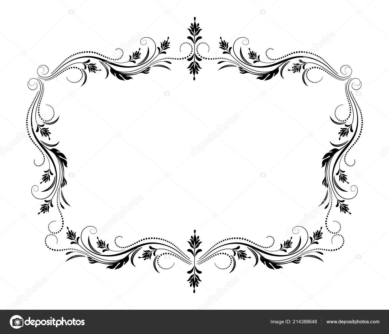 Decorative Vintage Frame Floral Ornament Retro Style Stock