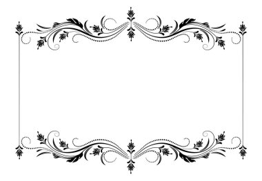 Beyaz arka plan üzerinde izole retro tarzı çiçek süsleme ile dekoratif vintage çerçeve