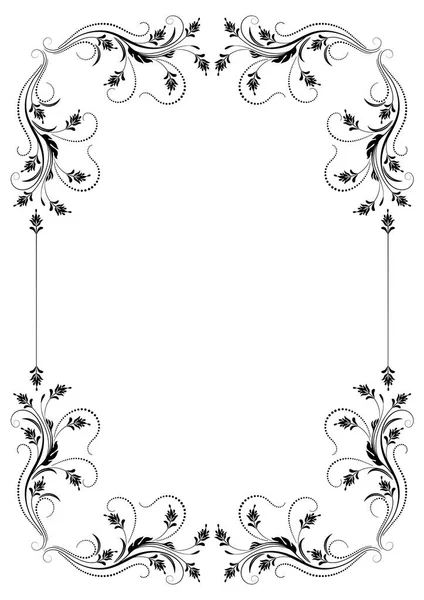 Декоративная Винтажная Рамка Цветочным Орнаментом Стиле Ретро Белом Фоне — стоковый вектор