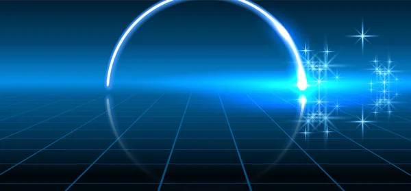 Fantastyczne Tło Neon Geometryczne Kołowy Linią Błyszczą Gwiazdy Przestrzeni Portalu — Wektor stockowy