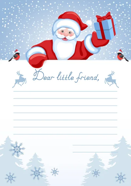 Lettre Mise Page Père Noël Avec Inscription Cher Petit Ami — Image vectorielle