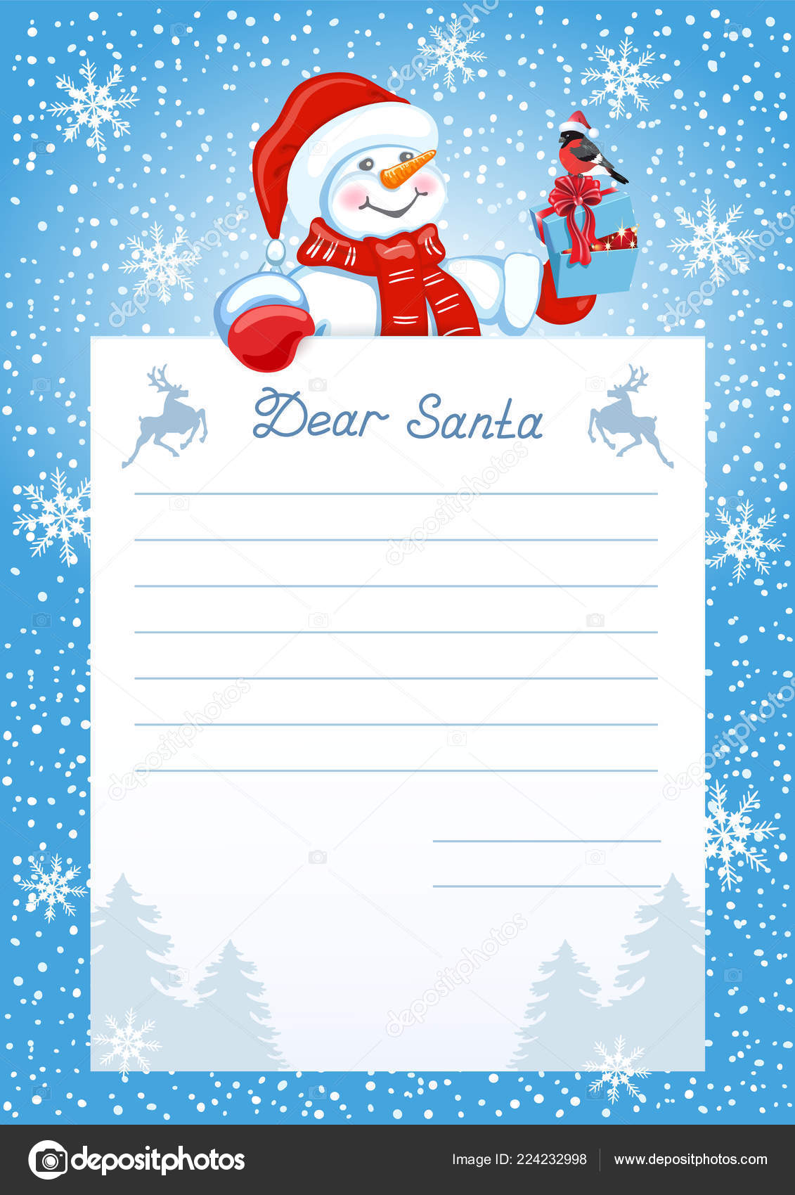 Layout Letter Santa Claus Wish List Cartoon Funny Snowman Christmas Stock  Vector Image by ©Marisha #224232998